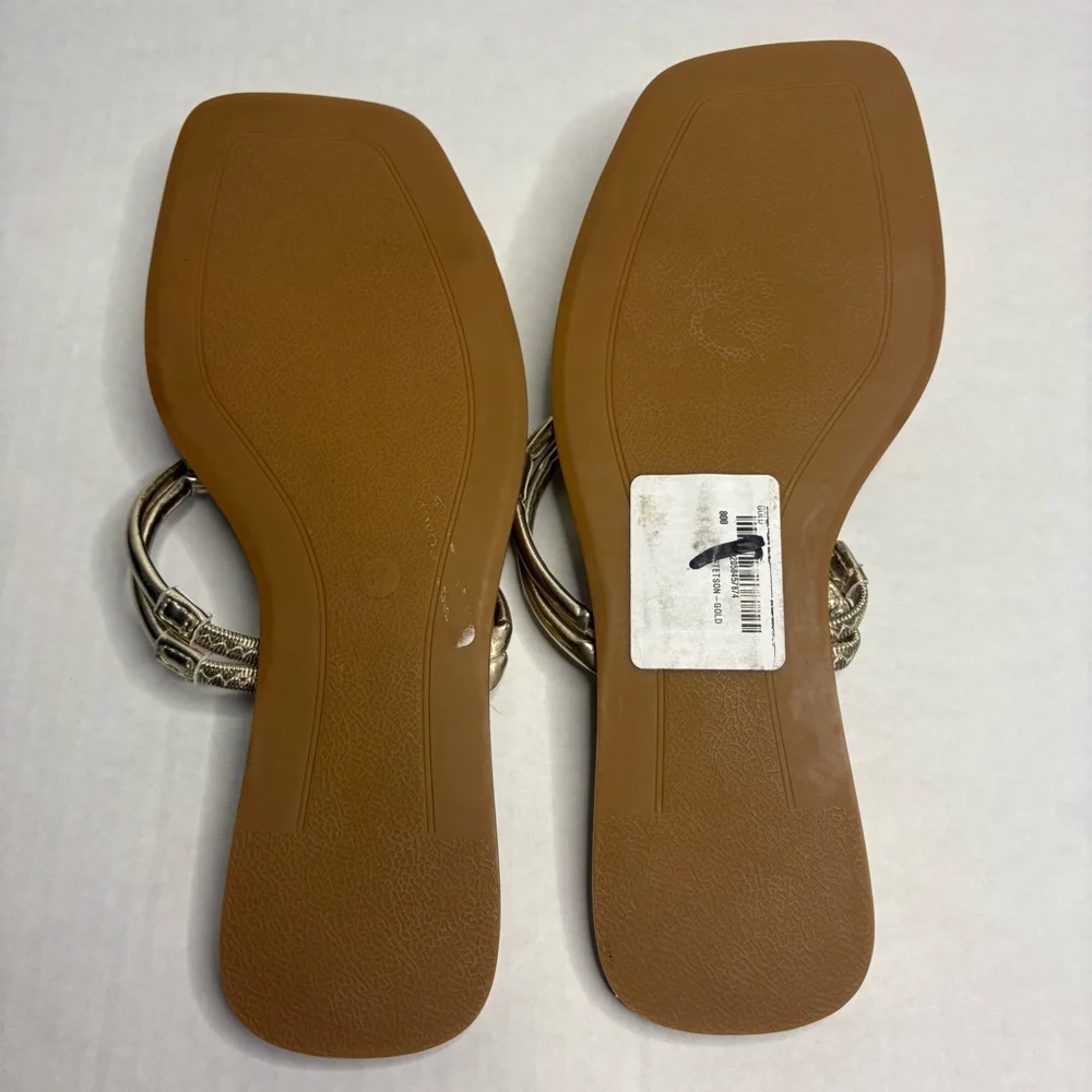 Azalea Wang Gold Knot Slide‎ Sandals Size 7 Flat Square Toe Slip On